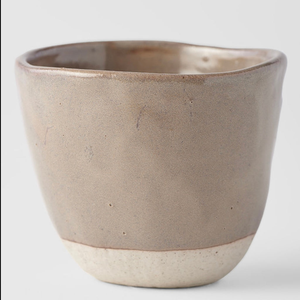 Small Lopsided Tea-mug in Grey & Bisque By MADE IN JAPAN