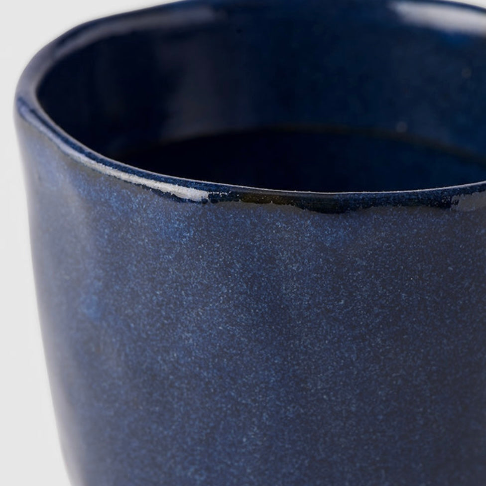 Large Lopsided Tea-mug in Navy & Bisque By MADE IN JAPAN