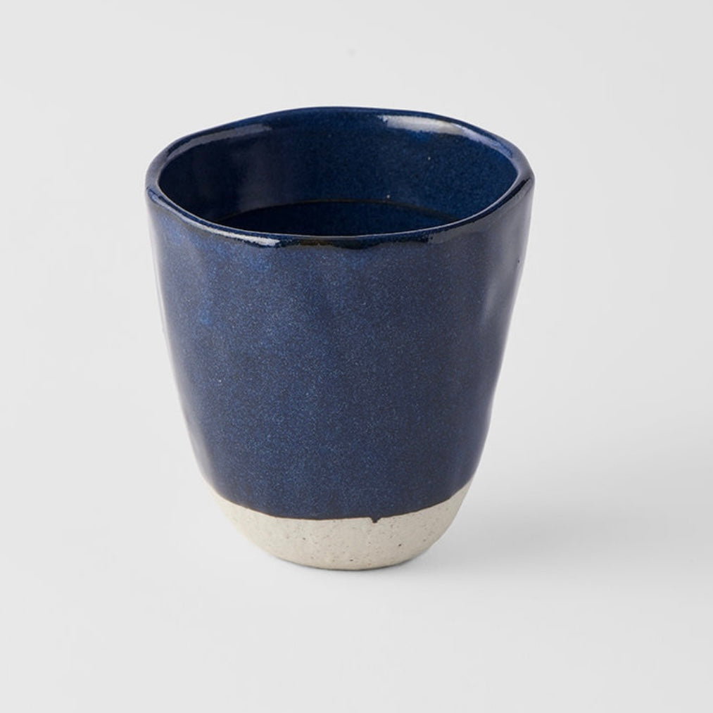 Small Lopsided Tea-mug in Navy & Bisque By MADE IN JAPAN