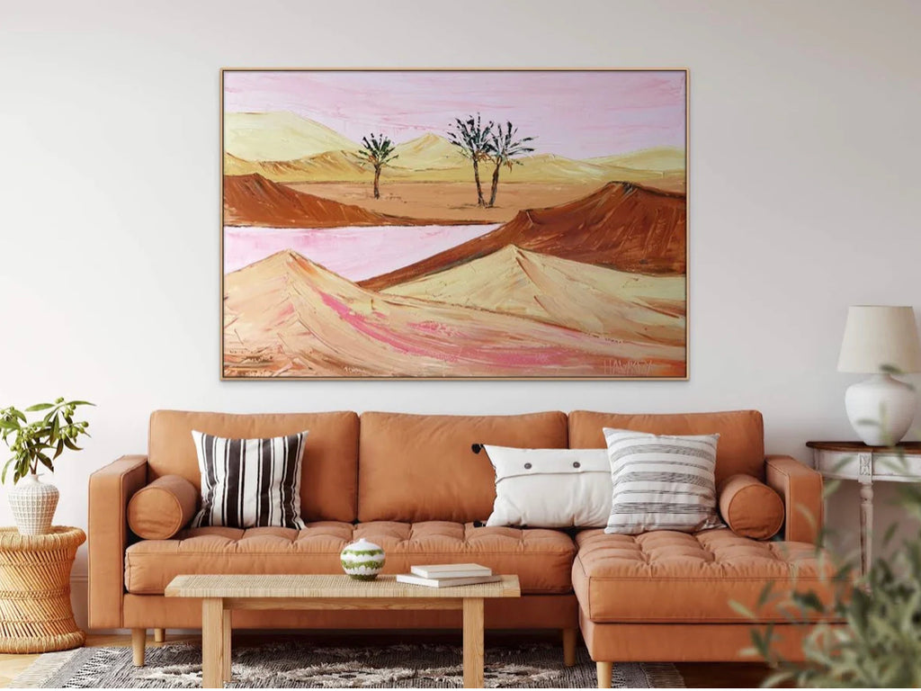 'PINK SKY OVER THE DESERT DUNES' Original Painting By Angela Hawkey
