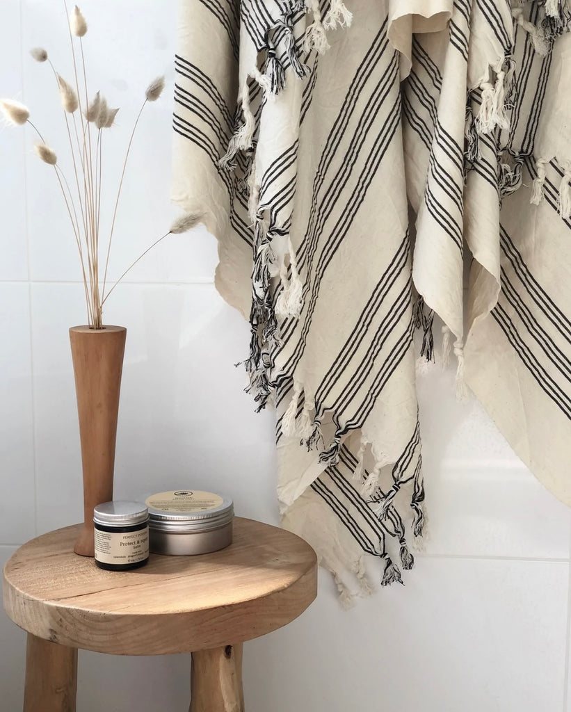 Linen Stripe Santorini Towel by One Fine Sunday Co.