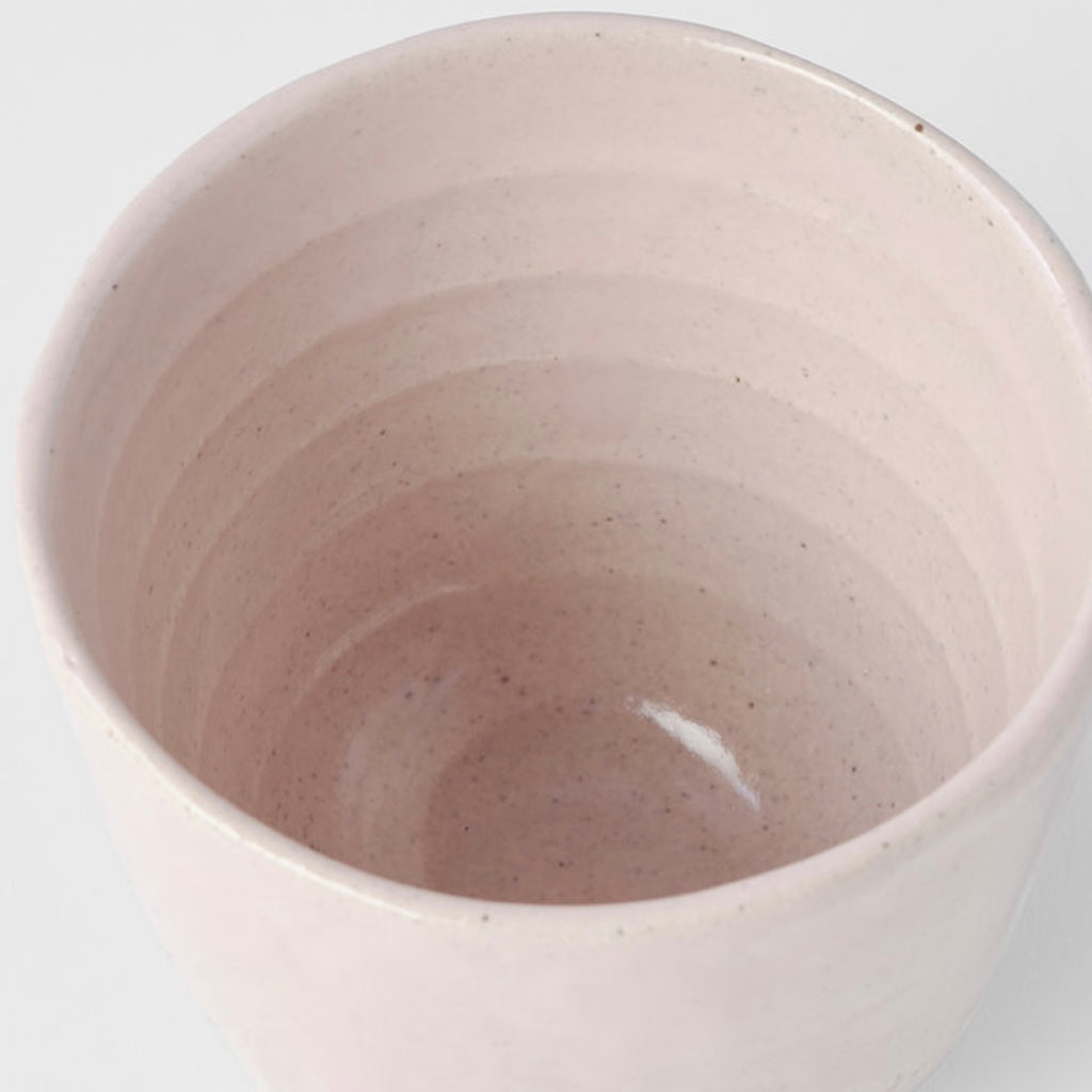 Small Lopsided Tea-mug in Pale Pink & Bisque By MADE IN JAPAN