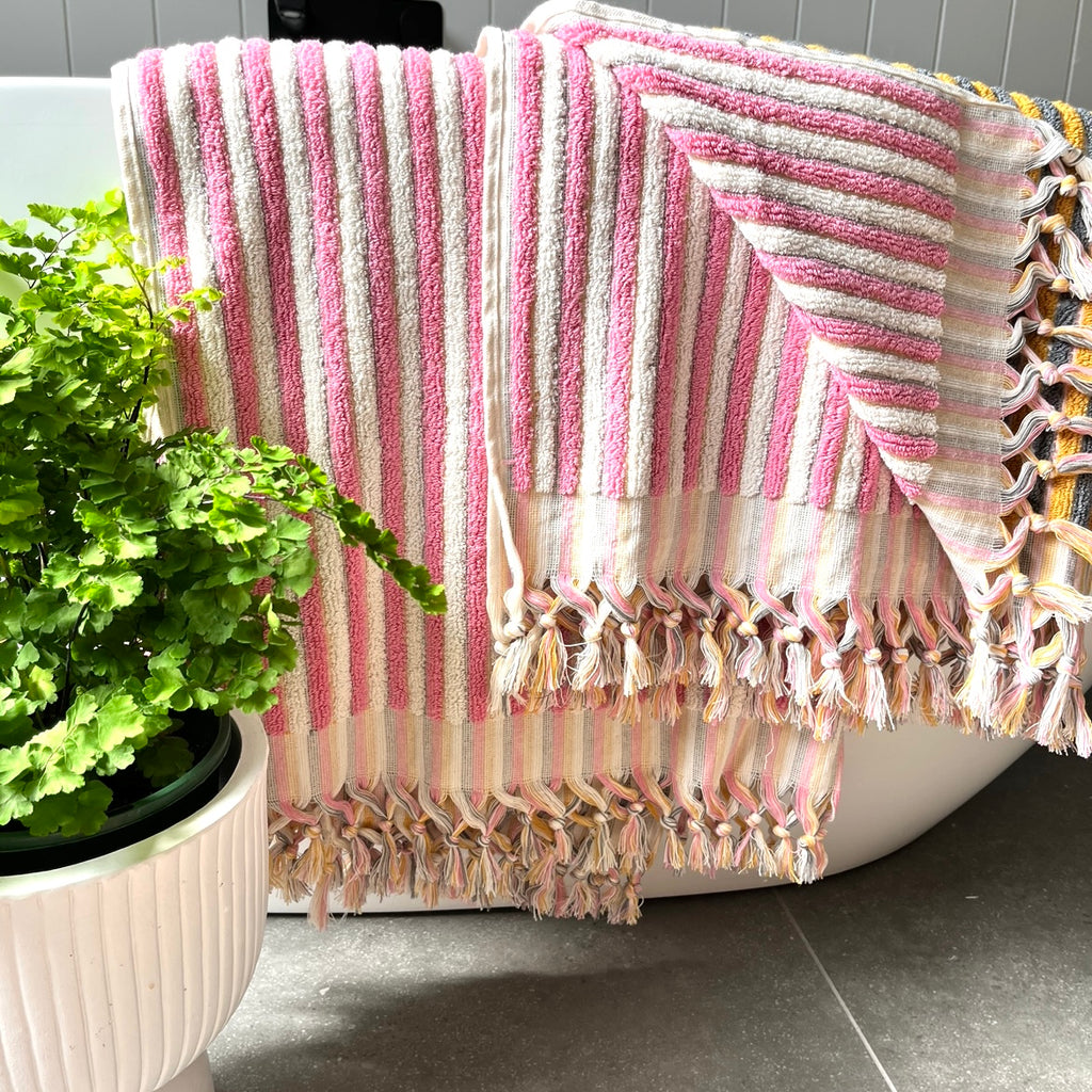 THIRSTY TOWEL CO. Limited Edition COTTON CANDY Stripe Turkish Bath Sheet Towel 100% Cotton