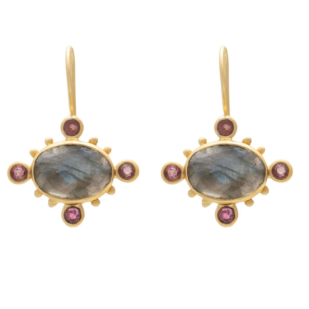 Labradorite and Pink Tourmaline earrings By Rubyteva Design