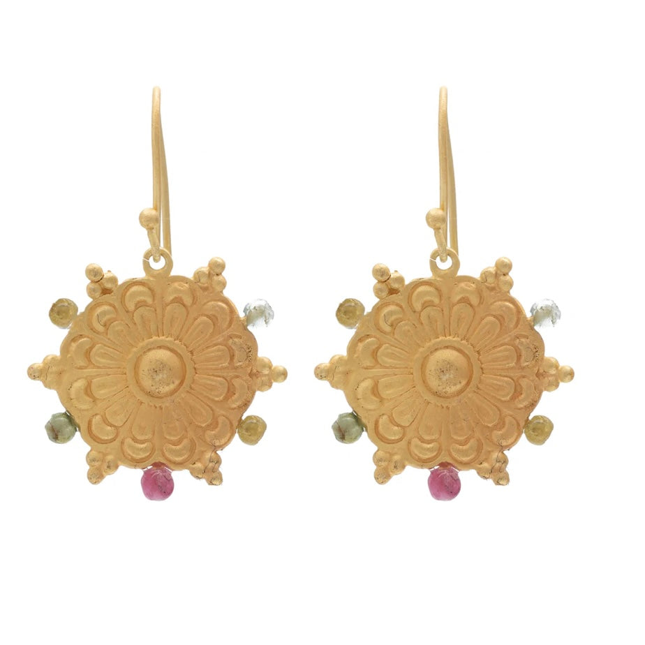 Berber earrings with fixed Multi Tourmaline Beads By Rubyteva Design
