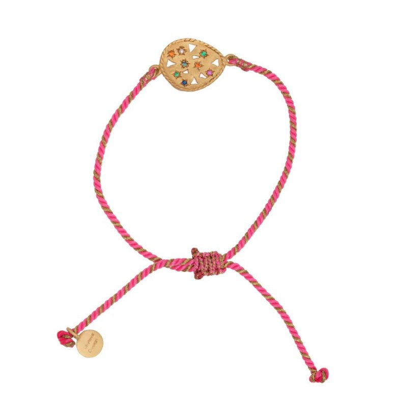 Tear Drop Souk Bracelet with Pink Silk By Rubyteva Design