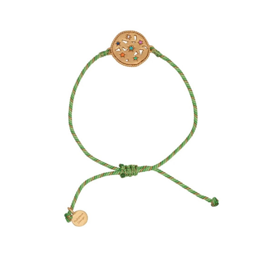 Round Souk Bracelet with Green Silk By Rubyteva Design
