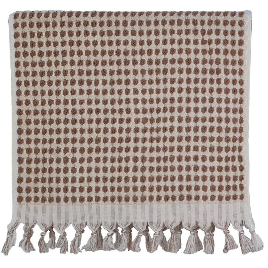 THIRSTY TOWEL CO. Limited Edition CARAMEL NOUGAT Pom Pom Turkish Bath Sheet Towel 100% Cotton