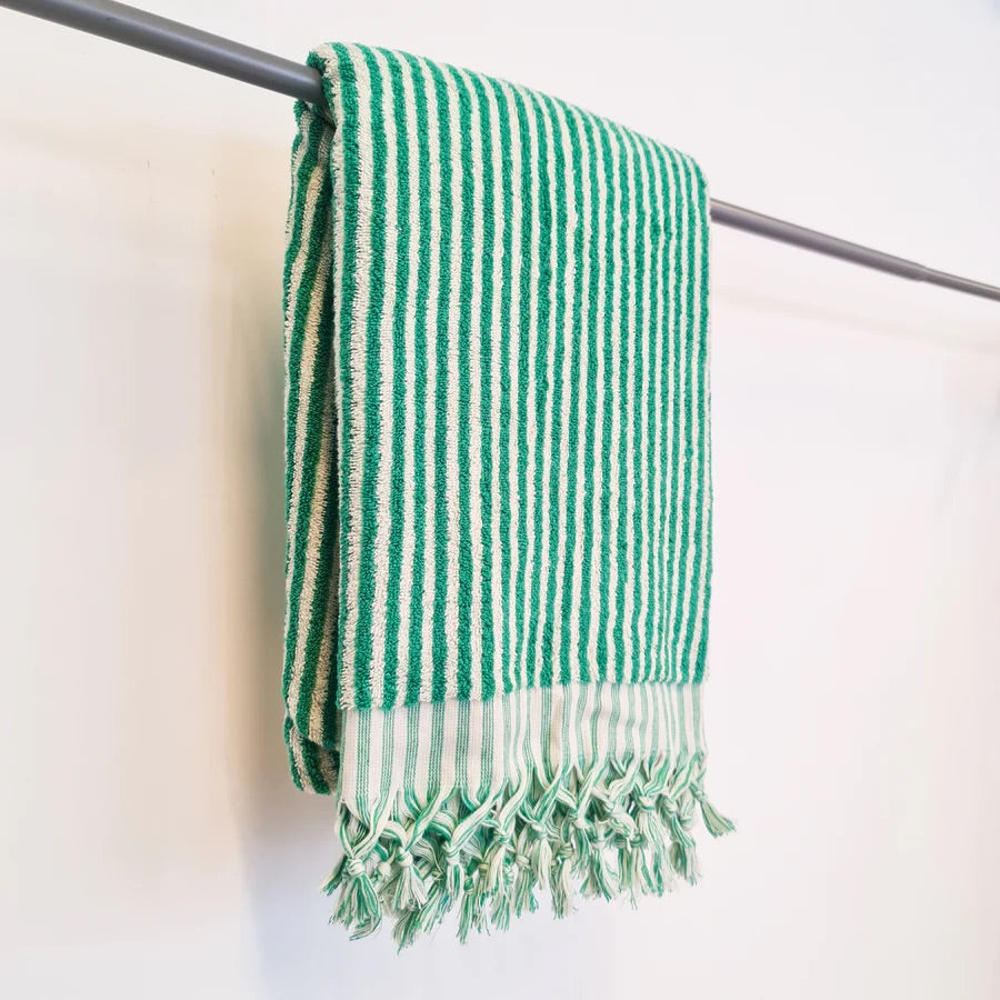 THIRSTY TOWEL CO. Limited Edition PEPPERMINT CRISP Stripe Turkish Bath Sheet Towel 100% Cotton