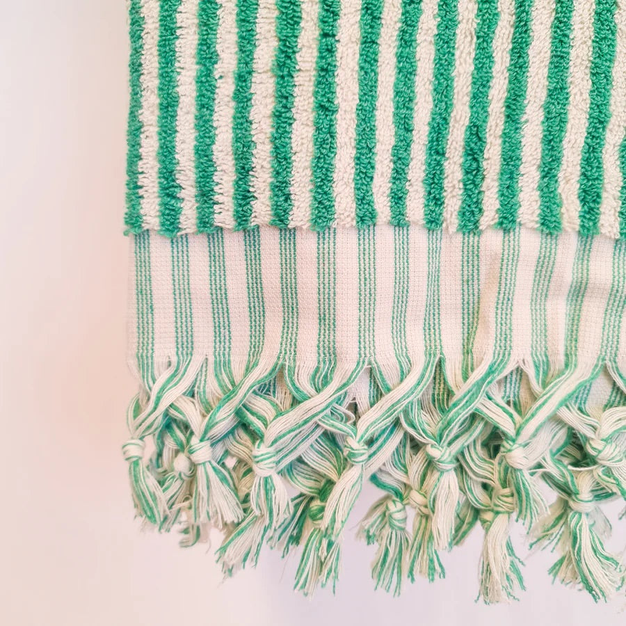 THIRSTY TOWEL CO. - PEPPERMINT CRISP Turkish Stripe Hand Towel 100% Cotton