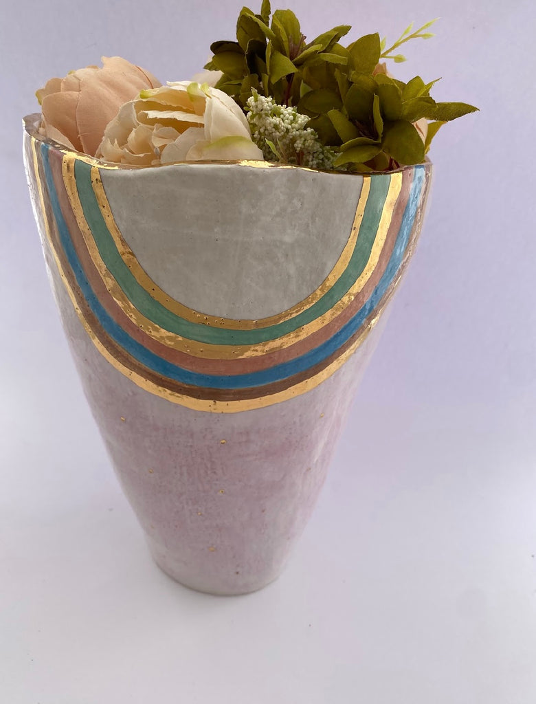 'Pale Pink Rainbow Vase' HANDMADE VASE BY CARLA DINNAGE