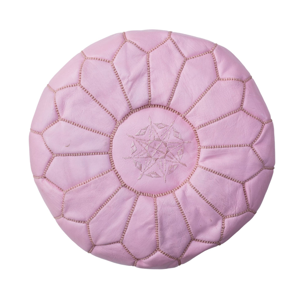 Love Moroccan Rugs - Leather Pouffe Ottoman - Pink - Melbourne - Mount Martha